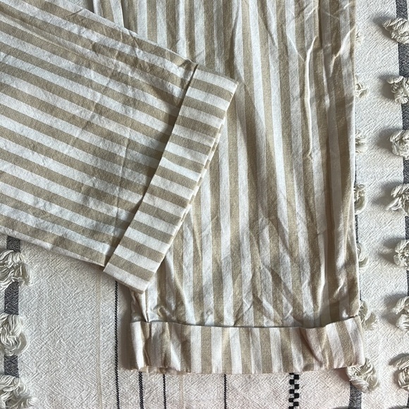 Zara • white tan neutral striped ankle pants with tie belt - Picture 9 of 13